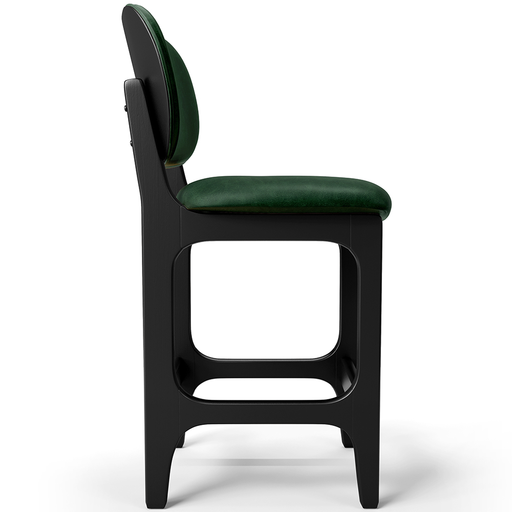 Kit 03 Banquetas Baixa Bar Cozinha E Sala De Jantar Fixa Betta L02 Preto Facto Verde Musgo - Lyam Decor
