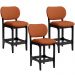 Kit 03 Banquetas Baixa Bar Cozinha E Sala De Jantar Fixa Betta L02 Preto Tecido Terracota - Lyam Decor