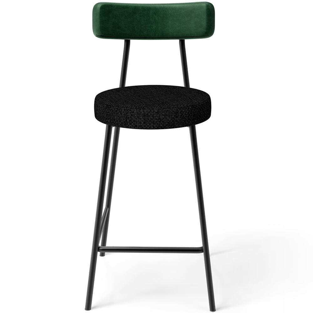 Kit 03 Banquetas Baixa Bar Cozinha E Sala De Jantar Milão L02 Facto Verde Linho Chumbo - Lyam Decor