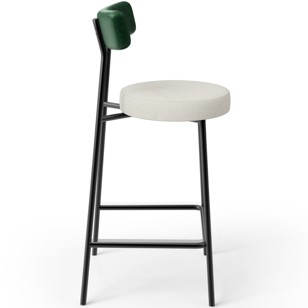 Kit 03 Banquetas Baixa Bar Cozinha E Sala Jantar Milão L02 Facto Verde Linho Champagne - Lyam Decor