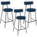Kit 03 Banquetas Baixa Bar Cozinha Sala De Jantar Em Aço Milão L02 Suede Azul Marinho - Lyam Decor