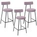 Kit 03 Banquetas Baixa Bar Cozinha Sala De Jantar Em Aço Milão L02 Suede Rosê - Lyam Decor