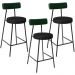 Kit 03 Banquetas Baixa Bar Cozinha Sala De Jantar Milão L02 Facto Verde Musgo Preto - Lyam Decor