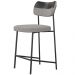 Kit 03 Banquetas Baixa Bar Cozinha Sala Jantar Preto Elira L02 Couríssimo Preto Linho Cinza - Lyam Decor