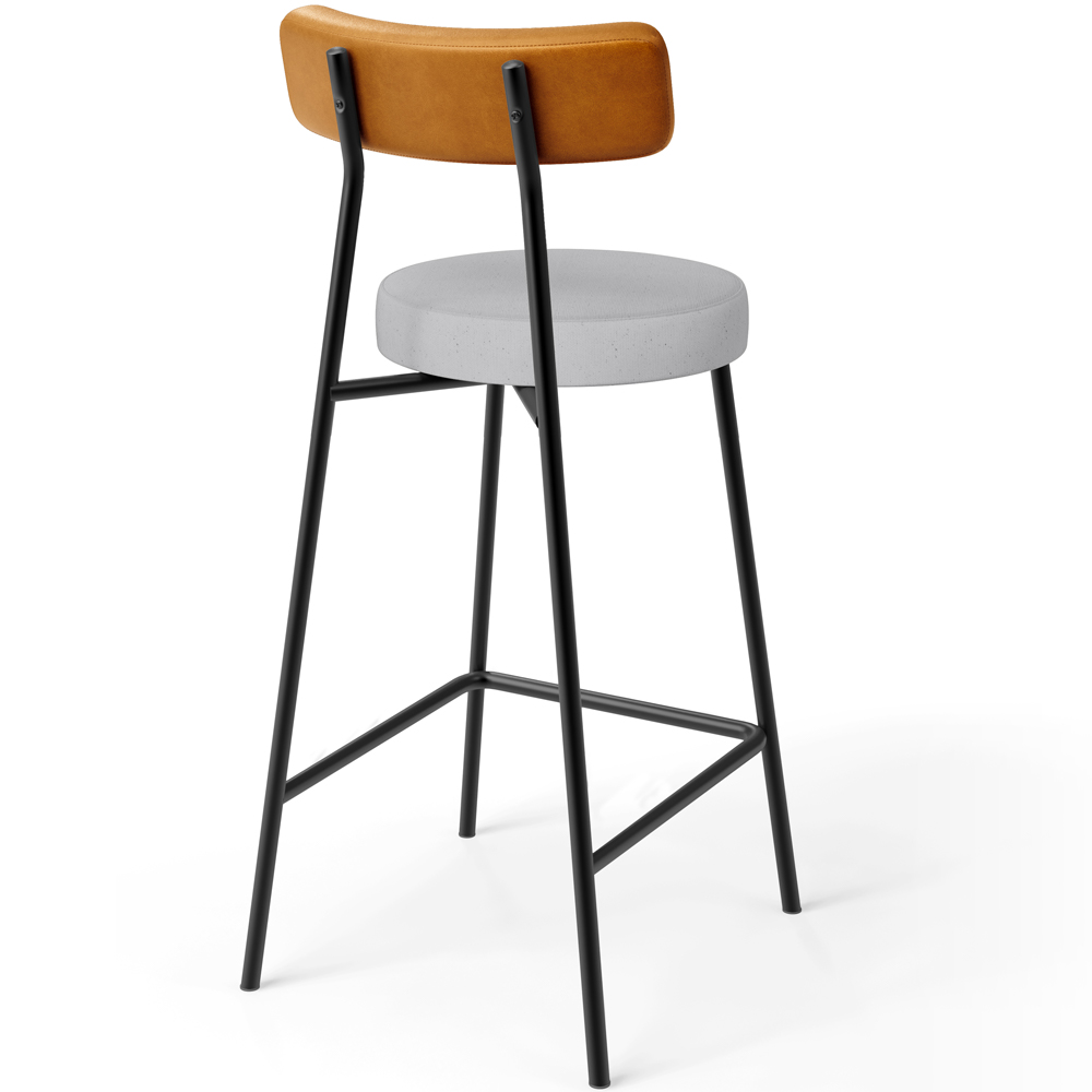 Kit 03 Banquetas Baixa Cozinha E Sala Jantar Bancada Milão L02 Couríssimo Whisky Cinza - Lyam Decor