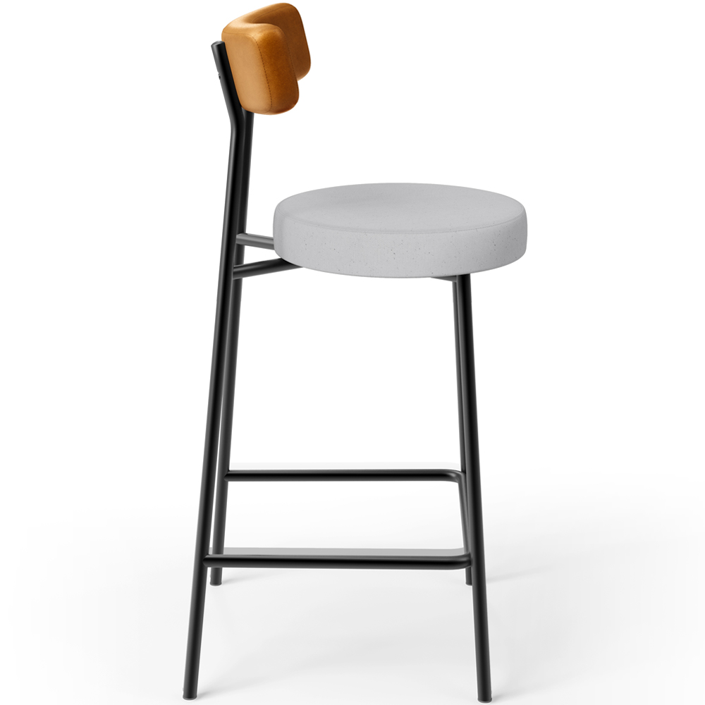 Kit 03 Banquetas Baixa Cozinha E Sala Jantar Bancada Milão L02 Couríssimo Whisky Cinza - Lyam Decor