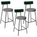 Kit 03 Banquetas Baixa Cozinha E Sala Jantar Bancada Milão L02 Facto Verde Cinza Escuro - Lyam Decor