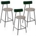 Kit 03 Banquetas Baixa Cozinha E Sala Jantar Bancada Milão L02 Facto Verde Linho Bege - Lyam Decor