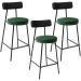Kit 03 Banquetas Baixa Cozinha Sala Jantar Bancada Milão L02 Couríssimo Preto Verde - Lyam Decor