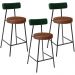 Kit 03 Banquetas Baixa Cozinha Sala Jantar Bancada Milão L02 Facto Verde Musgo Marrom  - Lyam Decor