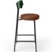 Kit 03 Banquetas Baixa Cozinha Sala Jantar Bancada Milão L02 Facto Verde Musgo Marrom  - Lyam Decor