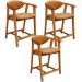 Kit 03 Banquetas Baixa Cozinha Sala de Jantar Bancada Cecília L02 Couríssimo Whisky - Lyam Decor