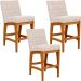 Kit 03 Banquetas Baixa Para Cozinha Bancada Bar Sala Jantar Fixa Mila L02 Suede Bege - Lyam Decor