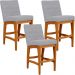 Kit 03 Banquetas Baixa Para Cozinha Bancada Bar Sala Jantar Fixa Mila L02 Suede Cinza - Lyam Decor