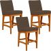 Kit 03 Banquetas Baixa Para Cozinha Bancada Bar Sala Jantar Fixa Mila L02 Suede Marrom - Lyam Decor