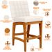 Kit 03 Banquetas Baixa Para Cozinha Bancada Bar Sala de Jantar Fixa Mila L02 Linho Cru - Lyam Decor