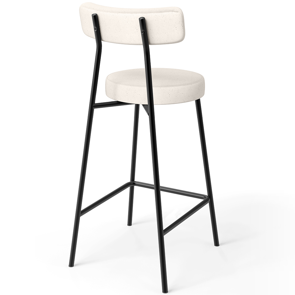 Kit 03 Banquetas Baixa Para Cozinha Sala De Jantar Bancada Milão L02 Linho Cru - Lyam Decor