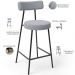 Kit 03 Banquetas Baixa Para Cozinha Sala De Jantar Bar Bancada Milão L02 Bouclê Cinza - Lyam Decor