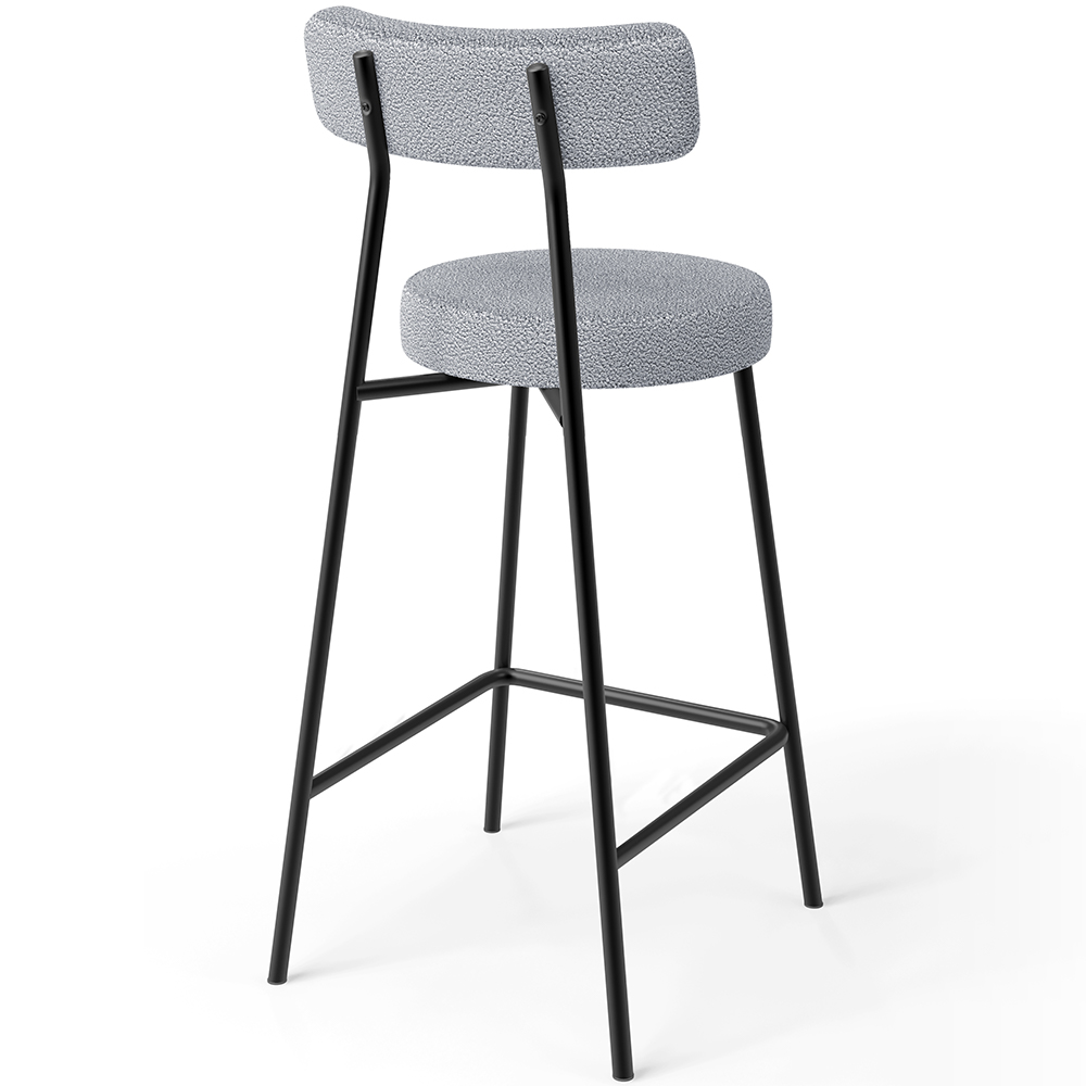Kit 03 Banquetas Baixa Para Cozinha Sala De Jantar Bar Bancada Milão L02 Bouclê Cinza - Lyam Decor