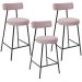 Kit 03 Banquetas Baixa Para Cozinha Sala De Jantar Bar Bancada Milão L02 Bouclê Rosê - Lyam Decor