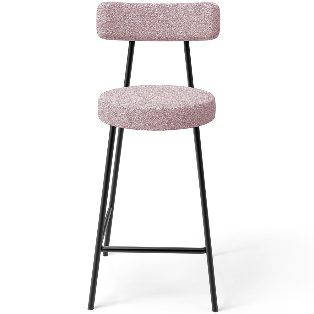 Kit 03 Banquetas Baixa Para Cozinha Sala De Jantar Bar Bancada Milão L02 Bouclê Rosê - Lyam Decor