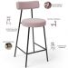Kit 03 Banquetas Baixa Para Cozinha Sala De Jantar Bar Bancada Milão L02 Bouclê Rosê - Lyam Decor