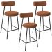 Kit 03 Banquetas Baixa Para Cozinha Sala De Jantar Bar Milão L02 Bouclê Terracota - Lyam Decor