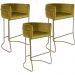 Kit 03 Banquetas Decorativa Fixa Base de Aço Bronze Betina D02 Veludo Mostarda C-260 - Lyam Decor