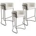Kit 03 Banquetas Decorativa Fixa Base de Aço Choco Betina D02 Linho Creme A-48 - Lyam Decor