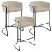 Kit 03 Banquetas Decorativas Fixa Base de Aço Preto Betina D02 Corano Bege C-26 - Lyam Decor