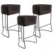 Kit 03 Banquetas Decorativas Fixa Base de Aço Preto Betina D02 Corano Marrom C-34 - Lyam Decor