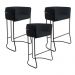 Kit 03 Banquetas Decorativas Fixa Base de Aço Preto Betina D02 Corano Preto C-05 - Lyam Decor