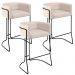 Kit 03 Banquetas Decorativas Fixa Base de Aço Preto Betina D02 Veludo Bege C-309 - Lyam Decor