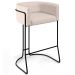Kit 03 Banquetas Decorativas Fixa Base de Aço Preto Betina D02 Veludo Bege C-309 - Lyam Decor