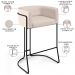 Kit 03 Banquetas Decorativas Fixa Base de Aço Preto Betina D02 Veludo Bege C-309 - Lyam Decor