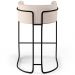 Kit 03 Banquetas Decorativas Fixa Base de Aço Preto Betina D02 Veludo Bege C-309 - Lyam Decor