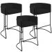 Kit 03 Banquetas Decorativas Fixa Base de Aço Preto Betina D02 Veludo Preto C-300 - Lyam Decor