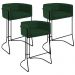 Kit 03 Banquetas Decorativas Fixa Base de Aço Preto Betina D02 Veludo Verde Musgo C-303 - Lyam Decor