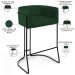 Kit 03 Banquetas Decorativas Fixa Base de Aço Preto Betina D02 Veludo Verde Musgo C-303 - Lyam Decor