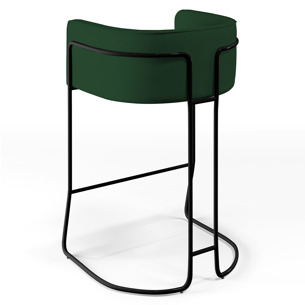 Kit 03 Banquetas Decorativas Fixa Base de Aço Preto Betina D02 Veludo Verde Musgo C-303 - Lyam Decor