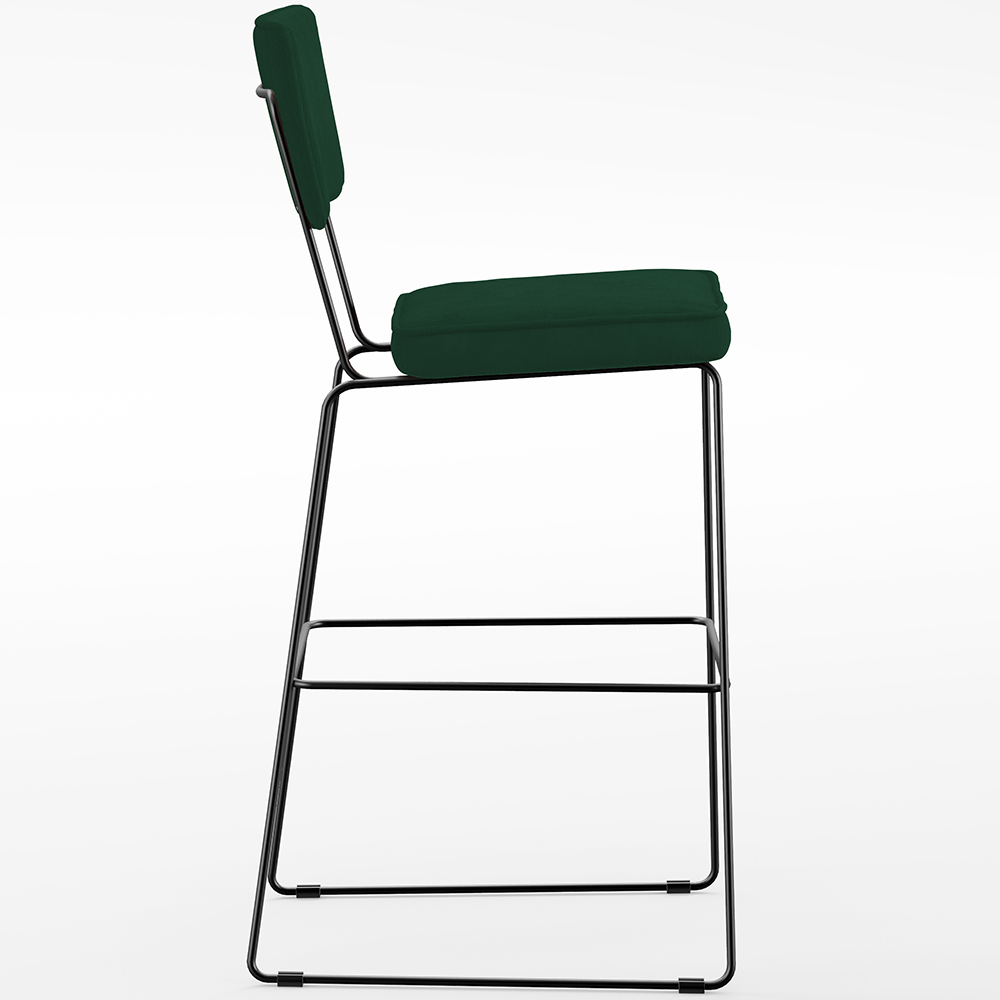 Kit 03 Banquetas Para Cozinha Sala De Jantar Base Em Aço Allana L02 Suede Verde Musgo - Lyam Decor