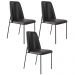 Kit 03 Cadeiras Decorativa Estofada Para Sala De Jantar Bella L02 Couríssimo Preto - Lyam Decor