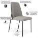 Kit 03 Cadeiras Decorativa Estofada Sala De Jantar Bella L02 Couríssimo Preto Linho Cinza - Lyam Decor