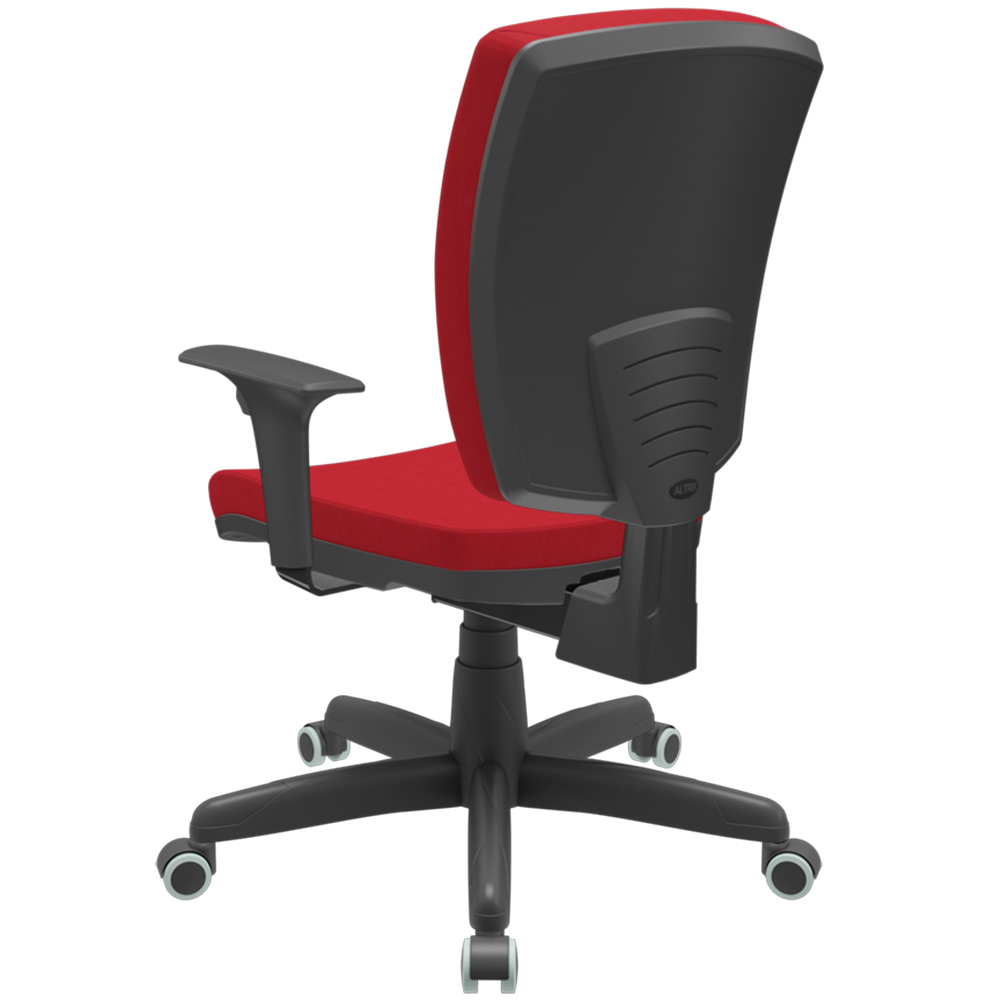 Kit 03 Cadeiras Escritório Diretor Office Giratória Preto Alta Flexi P03 Poliéster Vermelho - Lyam