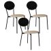 Kit 03 Cadeiras Estofada Para Sala de Jantar Azuri Preto C01 Linho Areia Courino Preto - Lyam Decor