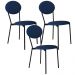 Kit 03 Cadeiras Estofada Para Sala de Jantar Azuri Preto C01 Linho Azul  - Lyam Decor