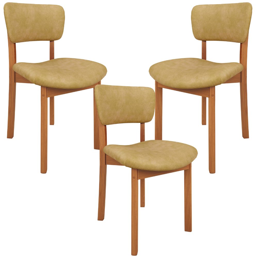 Kit 03 Cadeiras Para Sala de Jantar Cozinha Living Estofada Dara L02 Couríssimo Fendi - Lyam Decor