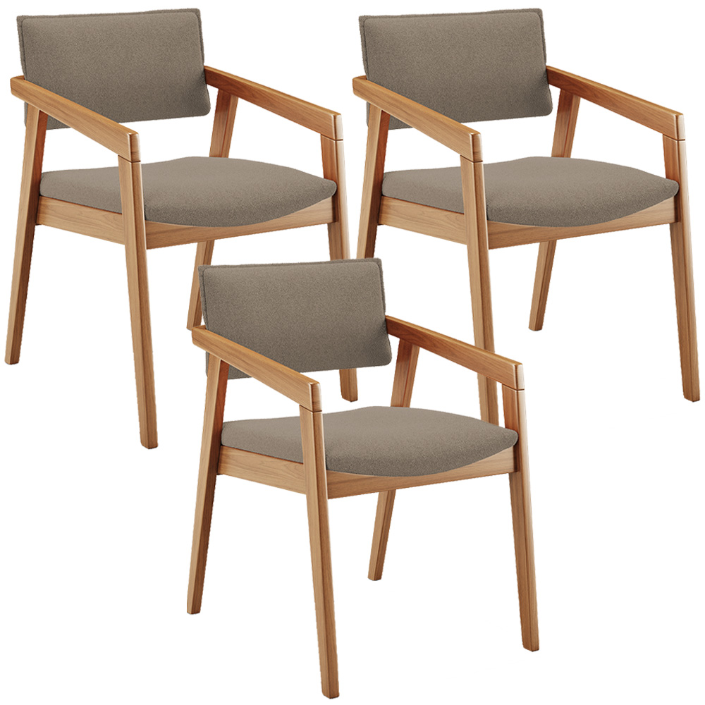 Kit 03 Cadeiras Para Sala de Jantar Estar Living Giorgia B04 Bouclê Bege - Lyam Decor