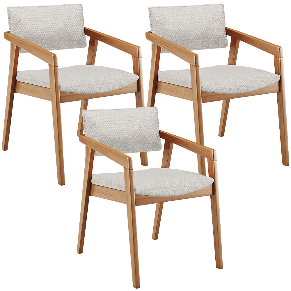 Kit 03 Cadeiras Para Sala de Jantar Estar Living Giorgia L02 Bouclê Cru - Lyam Decor