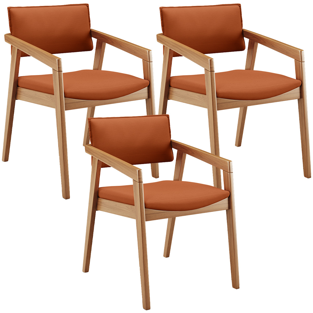 Kit 03 Cadeiras Para Sala de Jantar Estar Living Giorgia L02 Tecido Terracota - Lyam Decor